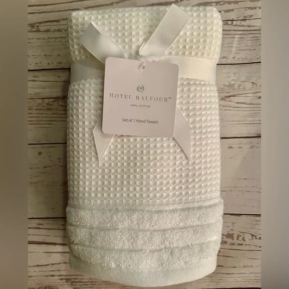 🎁9 PC Hotel Balfour Oversized Bath Towel Set- Cotton- White Waffle Texture⭐SALE⭐ - Picture 5 of 9